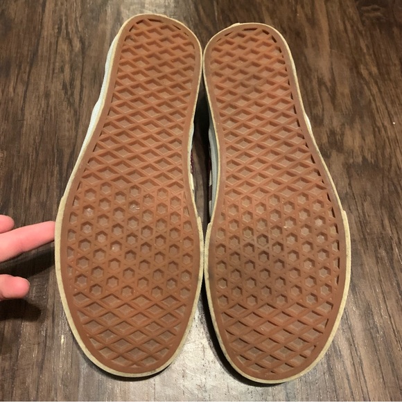 Maroon and white checkerboard used Vans Slip ons womens 8 men’s 6.5 - Picture 4 of 6